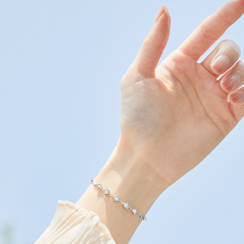 999 Sterling Silver Bracelet For Women's Light Luxury
